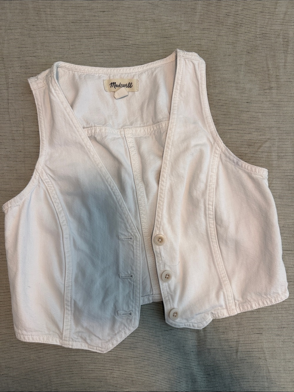Madewell White Cotton Button-Front Vest